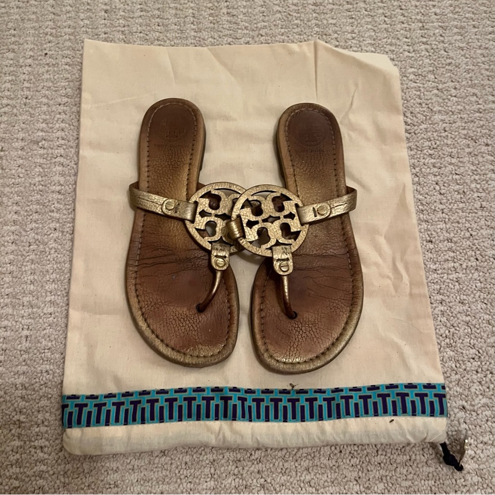 Tory Burch Gold and Brown Sandals